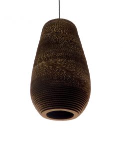 GloboStar® IKARIA 01294 Vintage Κρεμαστό Φωτιστικό Οροφής Μονόφωτο 3D από Επεξεργασμένο Σκληρό Καφέ Χαρτόνι Καμπάνα Φ25 x Y45cm 15 01294 003