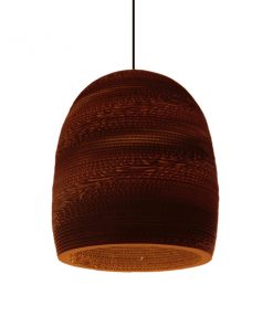 GloboStar® SKIATHOS 01296 Vintage Κρεμαστό Φωτιστικό Οροφής Μονόφωτο 3D από Επεξεργασμένο Σκληρό Καφέ Χαρτόνι Καμπάνα Φ35 x Y40cm 21 01296 0010