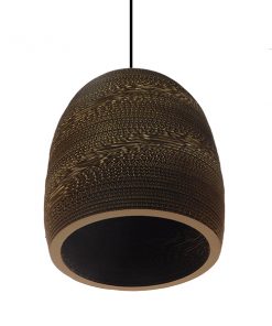 GloboStar® SKIATHOS 01296 Vintage Κρεμαστό Φωτιστικό Οροφής Μονόφωτο 3D από Επεξεργασμένο Σκληρό Καφέ Χαρτόνι Καμπάνα Φ35 x Y40cm 15 01296 004