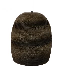 GloboStar® SKIATHOS 01296 Vintage Κρεμαστό Φωτιστικό Οροφής Μονόφωτο 3D από Επεξεργασμένο Σκληρό Καφέ Χαρτόνι Καμπάνα Φ35 x Y40cm 18 01296 007