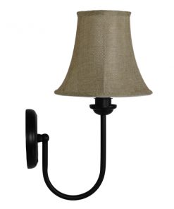 Alternative view of GloboStar® SHELLY 01299 Vintage Φωτιστικό Τοίχου Απλίκα Μονόφωτο Μαύρο Μεταλλικό με Υφασμάτινο Μπεζ Καπέλο Φ20 x Μ18 x Π13 x Υ34cm