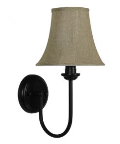 GloboStar® SHELLY 01299 Vintage Φωτιστικό Τοίχου Απλίκα Μονόφωτο Μαύρο Μεταλλικό με Υφασμάτινο Μπεζ Καπέλο Φ20 x Μ18 x Π13 x Υ34cm 12 01299 004