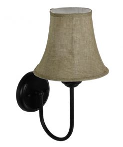 GloboStar® SHELLY 01299 Vintage Φωτιστικό Τοίχου Απλίκα Μονόφωτο Μαύρο Μεταλλικό με Υφασμάτινο Μπεζ Καπέλο Φ20 x Μ18 x Π13 x Υ34cm 13 01299 005
