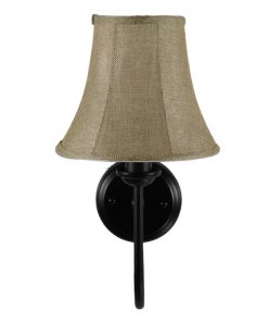 GloboStar® SHELLY 01299 Vintage Φωτιστικό Τοίχου Απλίκα Μονόφωτο Μαύρο Μεταλλικό με Υφασμάτινο Μπεζ Καπέλο Φ20 x Μ18 x Π13 x Υ34cm 14 01299 006