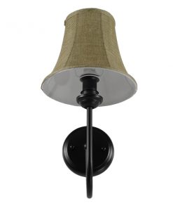 GloboStar® SHELLY 01299 Vintage Φωτιστικό Τοίχου Απλίκα Μονόφωτο Μαύρο Μεταλλικό με Υφασμάτινο Μπεζ Καπέλο Φ20 x Μ18 x Π13 x Υ34cm 15 01299 007