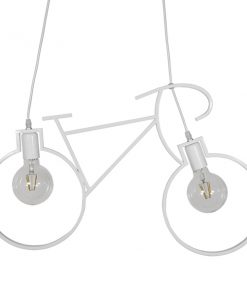 GloboStar® BIKE WHITE 01300 Vintage Κρεμαστό Φωτιστικό Οροφής Δίφωτο Λευκό Μεταλλικό Μ67 x Π1.5 x Υ41cm 9 01300 004