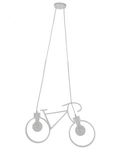 Alternative view of GloboStar® BIKE WHITE 01300 Vintage Κρεμαστό Φωτιστικό Οροφής Δίφωτο Λευκό Μεταλλικό Μ67 x Π1.5 x Υ41cm