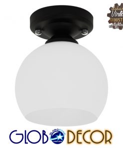 GloboStar® MAURA 01318 Μοντέρνο Φωτιστικό Οροφής Μονόφωτο Μαύρο με Λευκό Ματ Γυαλί Καμπάνα Φ13 x Y17cm