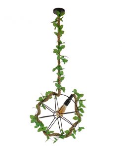 GloboStar® LEVANTA 01329 Vintage Industrial Κρεμαστό Φωτιστικό Οροφής Μονόφωτο Πλέγμα με Μπεζ Σχοινί Φ42 x Υ42cm 17 01328 004