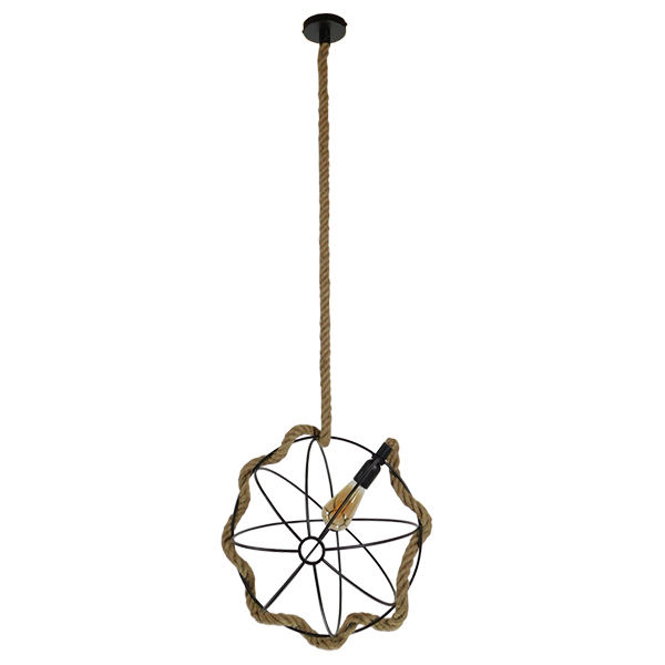 GloboStar® LEVANTA 01329 Vintage Industrial Κρεμαστό Φωτιστικό Οροφής Μονόφωτο Πλέγμα με Μπεζ Σχοινί Φ42 x Υ42cm 6 GloboStar® LEVANTA 01329 Vintage Industrial Κρεμαστό Φωτιστικό Οροφής Μονόφωτο Πλέγμα με Μπεζ Σχοινί Φ42 x Υ42cm - Image 4