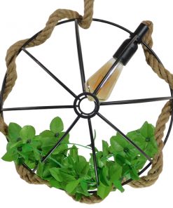 GloboStar® LEVANTA 01329 Vintage Industrial Κρεμαστό Φωτιστικό Οροφής Μονόφωτο Πλέγμα με Μπεζ Σχοινί Φ42 x Υ42cm 18 01329 004