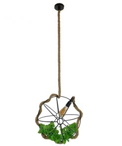 Alternative view of GloboStar® LEVANTA 01329 Vintage Industrial Κρεμαστό Φωτιστικό Οροφής Μονόφωτο Πλέγμα με Μπεζ Σχοινί Φ42 x Υ42cm