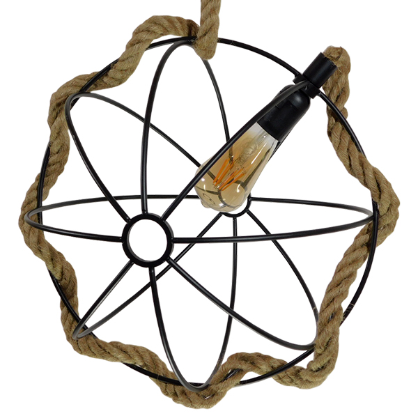 GloboStar® LEVANTA 01329 Vintage Industrial Κρεμαστό Φωτιστικό Οροφής Μονόφωτο Πλέγμα με Μπεζ Σχοινί Φ42 x Υ42cm 11 GloboStar® LEVANTA 01329 Vintage Industrial Κρεμαστό Φωτιστικό Οροφής Μονόφωτο Πλέγμα με Μπεζ Σχοινί Φ42 x Υ42cm - Image 9