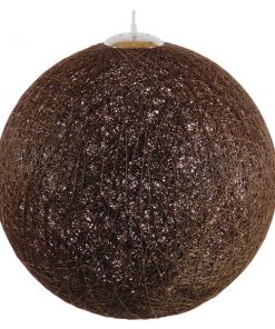 GloboStar® OCEANA 01362 Vintage Κρεμαστό Φωτιστικό Οροφής Μονόφωτο Καφέ Ξύλινο Ψάθινο Rattan Φ60 x Υ60cm 12 01362 005