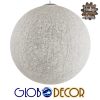 GloboStar® OCEANA 01363 Vintage Κρεμαστό Φωτιστικό Οροφής Μονόφωτο Λευκό Ξύλινο Ψάθινο Rattan Φ60 x Υ60cm 2 01363 1