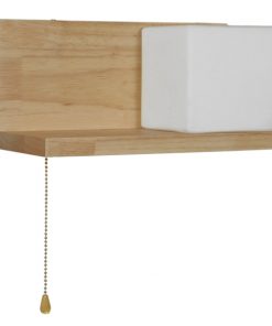 Alternative view of GloboStar® AMITY RIGHT 01366 Μοντέρνο Φωτιστικό Τοίχου Απλίκα Ραφάκι Μονόφωτο Ξύλινο με Λευκό Ματ Γυαλί Μ30 x Π14.5 x Υ15cm