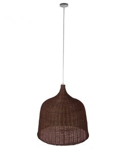 Alternative view of GloboStar® BAHAMAS 01369 Vintage Κρεμαστό Φωτιστικό Οροφής Μονόφωτο Καφέ Σκούρο Ξύλινο Ψάθινο Bamboo Φ60 x Υ60cm
