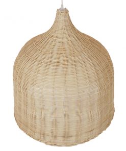 GloboStar® BAHAMAS 01370 Vintage Κρεμαστό Φωτιστικό Οροφής Μονόφωτο Μπεζ Ξύλινο Ψάθινο Bamboo Φ60 x Υ60cm 11 01370 003