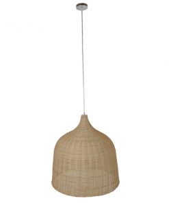Alternative view of GloboStar® BAHAMAS 01370 Vintage Κρεμαστό Φωτιστικό Οροφής Μονόφωτο Μπεζ Ξύλινο Ψάθινο Bamboo Φ60 x Υ60cm