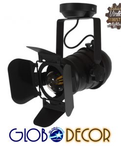 GloboStar® DETROIT 01372 Vintage Industrial Φωτιστικό Οροφής Μονόφωτο Μαύρο Μεταλλικό Μ23 x Π23 x Υ36cm