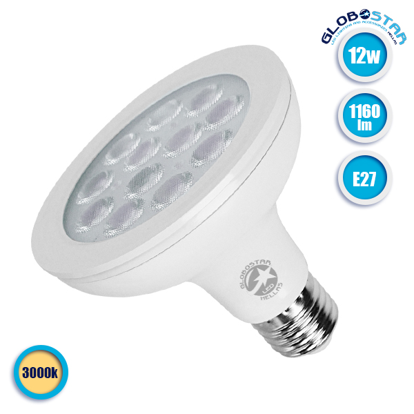 Λάμπα LED E27 PAR30 Σποτ 12W 230V 1160lm 36° Θερμό Λευκό 3000k GloboStar 01774 3 Λάμπα LED E27 PAR30 Σποτ 12W 230V 1160lm 36° Θερμό Λευκό 3000k GloboStar 01774