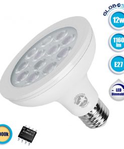 Λάμπα LED E27 PAR30 Σποτ 12W 230V 1160lm 36° Θερμό Λευκό 3000k Dimmable GloboStar 01777