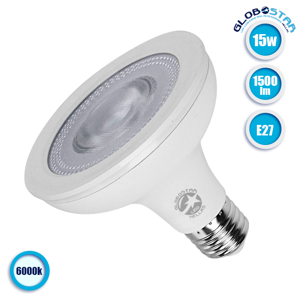 Λάμπα LED E27 PAR30 Σποτ 15W 230V 1500lm 12° Ψυχρό Λευκό 6000k GloboStar 01778 2 Λάμπα LED E27 PAR30 Σποτ 15W 230V 1500lm 12° Ψυχρό Λευκό 6000k GloboStar 01778