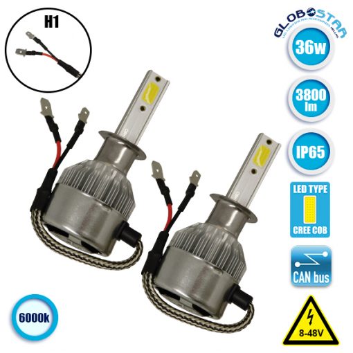 LED HID Kit H1 36 Watt 8-48 Volt DC 3800 Lumen 6000k C6 Economy Line GloboStar 06660