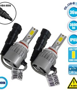 LED HID Kit HB4 9006 36 Watt 9-36 Volt DC 3600 Lumen 6000k C6 Economy Line GloboStar 06667