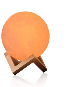 Επαναφορτιζόμενο Διακοσμητικό Ανάγλυφο Φωτιστικό Αφής 3D Moon 15cm 2 Χρωμάτων Ντιμαριζόμενο GloboStar 07028 17 07