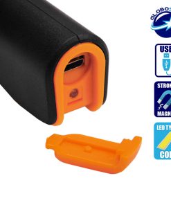 Φορητός Φακός Επαναφορτιζόμενος με Μπαταρίες PEN COB LED και Φορτιστή USB Πορτοκαλί Χρώμα GloboStar 07006 9 07006 new 02