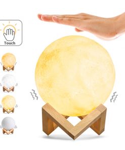 Επαναφορτιζόμενο Διακοσμητικό Ανάγλυφο Φωτιστικό Αφής 3D Moon 15cm 2 Χρωμάτων Ντιμαριζόμενο GloboStar 07028 15 07028 0001