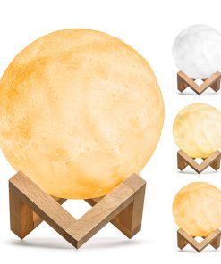 Επαναφορτιζόμενο Διακοσμητικό Ανάγλυφο Φωτιστικό Αφής 3D Moon 15cm 2 Χρωμάτων Ντιμαριζόμενο GloboStar 07028 16 07028 0002