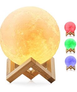 Επαναφορτιζόμενο Διακοσμητικό Ανάγλυφο Φωτιστικό Αφής 3D Moon 12cm RGBW Ντιμαριζόμενο με Ασύρματο Χειριστήριο GloboStar 07029 14 07028 0009 1