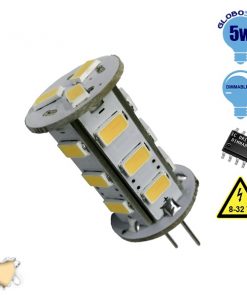 Λάμπα LED G4 18 SMD 5630 5W 8V-32V 460lm 320° Θερμό Λευκό 3000k GloboStar 99375