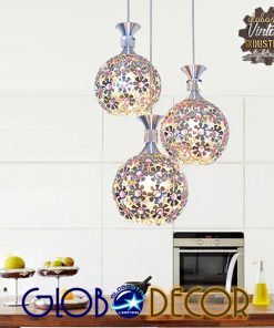 GloboStar® ILLUME 01249 Μοντέρνο Κρεμαστό Φωτιστικό Οροφής Τρίφωτο Ασημί Μεταλλικό με Κρύσταλλα Μ64 x Π18 x Υ24cm 8 12ae7c 01248 5