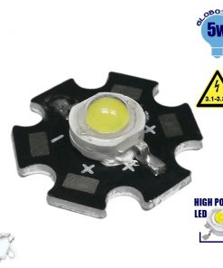 Υψηλής Ισχύος Star LED High Power 5W 3.2V Ψυχρό Λευκό 6000k GloboStar 30040