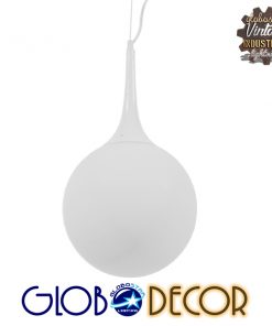 GloboStar® SPHERE 01143 Μοντέρνο Κρεμαστό Φωτιστικό Οροφής Μονόφωτο Λευκό Γυάλινο Φ25 x Y46.5cm