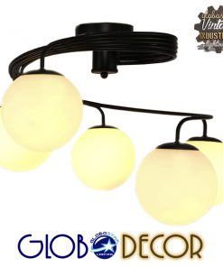 GloboStar® SELINA 01090 Μοντέρνο Φωτιστικό Οροφής Πολύφωτο Μαύρο Μεταλλικό με Λευκό Γυαλί Φ63 x Y47cm 18 1a5ece 01090 3