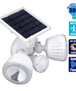 Αυτόνομος Ηλιακός Φωτοβολταϊκός Προβολέας Ασφαλείας CREE LED 30W 1500lm Αδιάβροχος IP65 με Αισθητήρα Νυχτός - Κίνησης Ψυχρό Λευκό 6000k GloboStar 12110