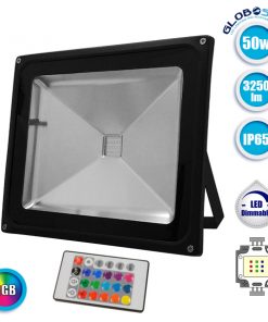 Προβολέας LED 50W 230V 3250lm 120° Αδιάβροχος IP65 με Ασύρματο Χειριστήριο RGB GloboStar 62003