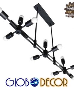 GloboStar® FERUM 01098 Μοντέρνο Industrial Φωτιστικό Οροφής Πολύφωτο Μαύρο Μεταλλικό Ράγα Μ113 x Π26 x Υ85cm