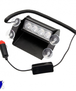 Φώτα Αστυνομίας STROBO για Παρμπρίζ Αυτοκινήτου με Βεντούζες Στήριξης 4 LED 10-30V Μπλε & Κόκκινο GloboStar 70150