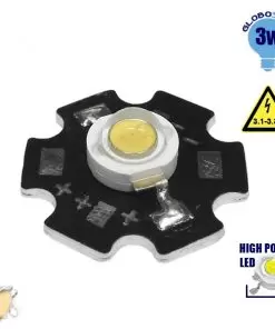 Υψηλής Ισχύος Star LED High Power 3W 3.2V Θερμό Λευκό 3000k GloboStar 57730
