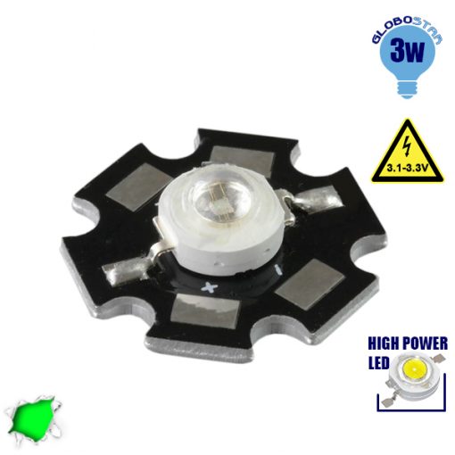 Υψηλής Ισχύος Star LED High Power 3W 3.2V Πράσινο GloboStar 88977