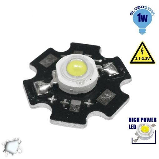 Υψηλής Ισχύος Star LED High Power 1W 3.2V Ψυχρό Λευκό 6000k GloboStar 46830