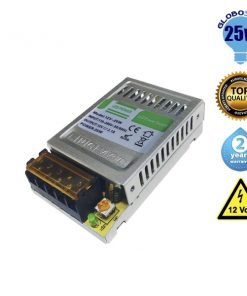 LED Ρυθμιζόμενο Τροφοδοτικό DC Switching 25W 12V 2 Ampere IP20 GloboStar 55000