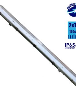 2 x 120cm Πλαστικό Σκαφάκι για Λάμπα Φθορίου LED Τροφοδοσίας Ενός Άκρου Αδιάβροχο IP65 GloboStar 40007