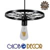 GloboStar® WHEEL 01161 Vintage Industrial Κρεμαστό Φωτιστικό Οροφής Μονόφωτο Μαύρο Μεταλλικό Πλέγμα Φ30 x Y10cm 2 3324a0 01161 1