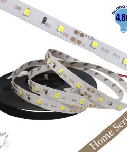 Ταινία LED Λευκή Home Series 5m 4.8W/m 12V 60LED/m 3528 SMD 300lm/m 120° IP20 Ψυχρό Λευκό 6000k GloboStar 33401